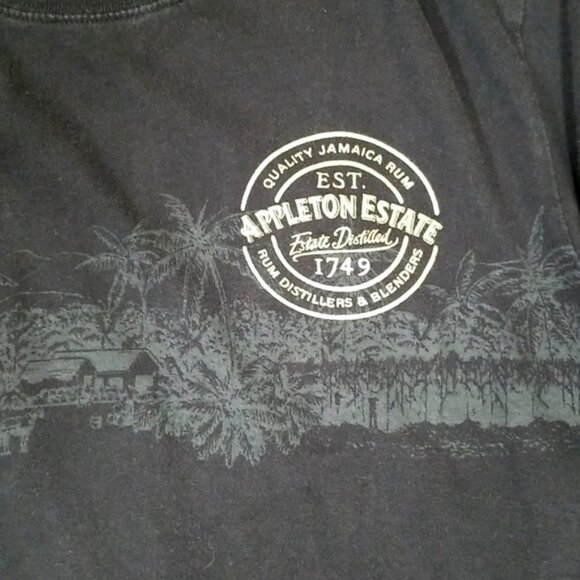 Roots Appleton Estates Men's T-Shirt Size L Black Jamaica Rum Roots Spell Out - Picture 4 of 6